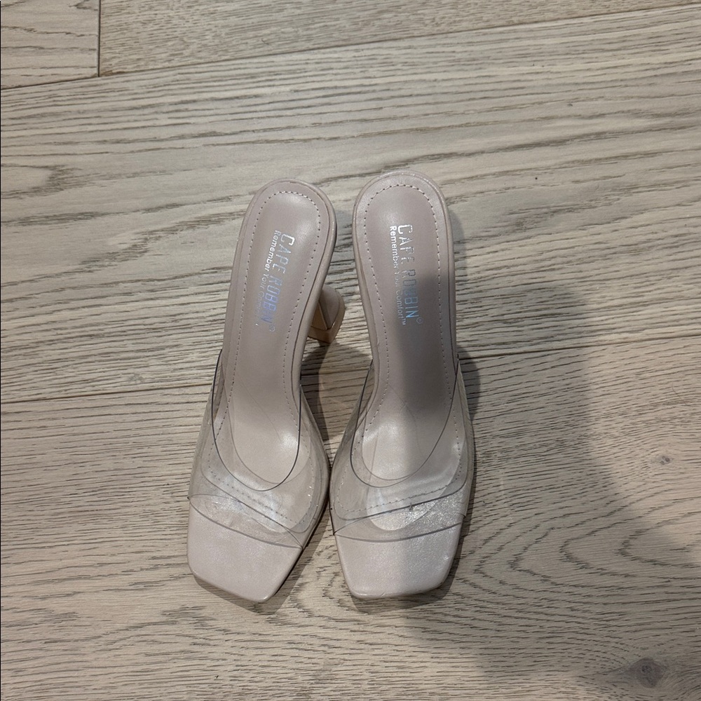 Charles & Keith Cream Heeled Mules